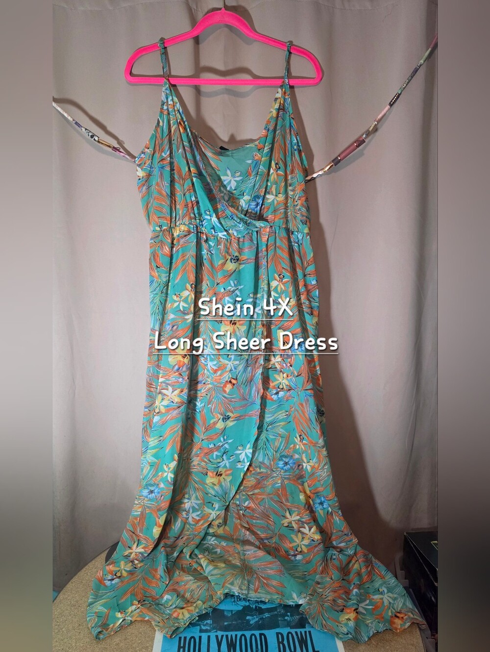 Shein Turquoise Floral Wrap Maxi Dress - 4X